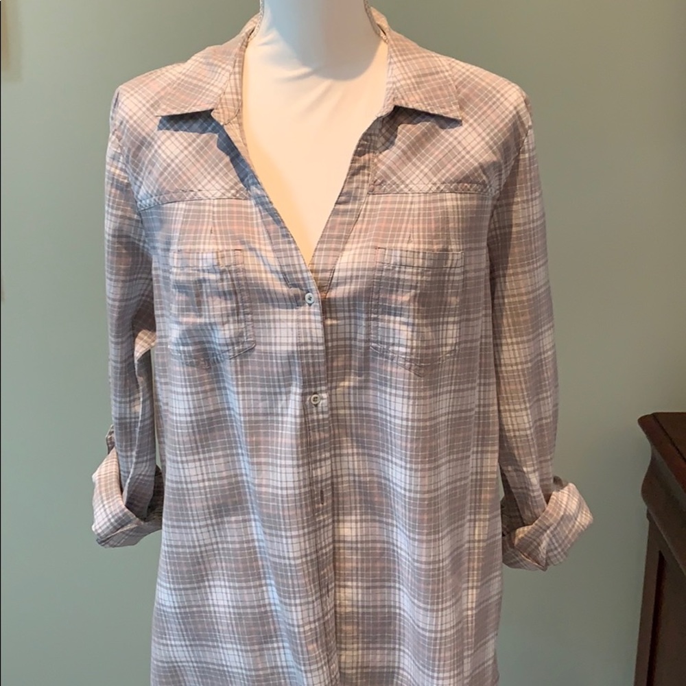 Joie Lightweight Soft Button Down In Gray And Pink - image 1